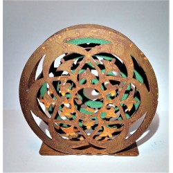 Porta espiral forma mandala flor chapa oxido